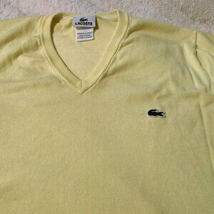 Lacoste Men’s Yellow V-Neck Pullover‎ Sweater Size 6